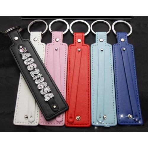 50PCS PU Copy Leather 8mm Charms Key Rings Personalized Key Chains Fit 8mm Slide Charms Letters DIY Name Car Key Accessories