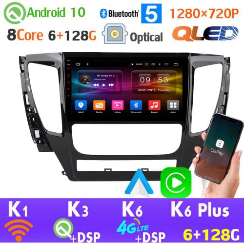 6+128G Android 10 QLED 1280*720P Car Radio GPS Player For Mitsubishi Pajero Sport Montero AHD 1080P HDMI Head Unit CarPlay SPDIF