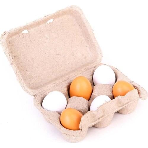 6pcs/set Wooden Lovely Eggs Pretend Play Toys Food Pretend Play House Preschool Educational Kitchen Cooking Toys Kids Girls Boys