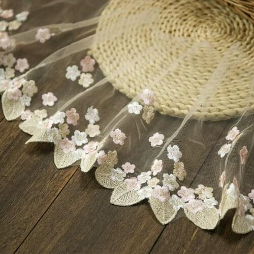 Handmade DIY Clothing Accessories Color Transparent Mesh Embroidery Lace Fabric Curtain Sofa Lace Decoration Width 20 cm