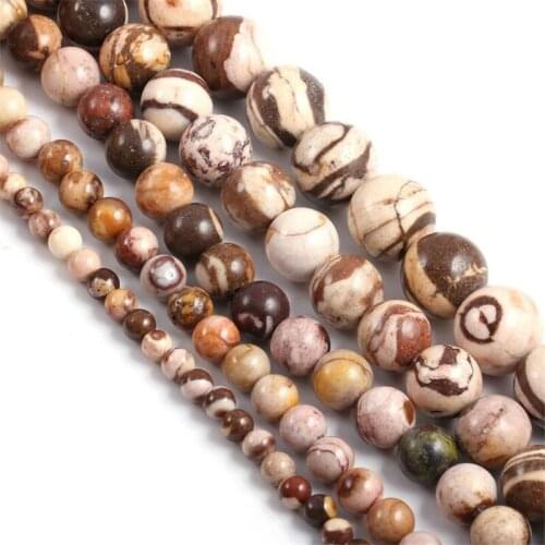 Australian Zebra Stone New Natural Stone Beads Shiny Round Beads For Jewelry Making 4/6/8/10/12mm Jadeite DIY Bracelets Necklace