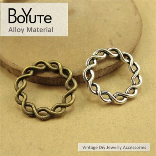 BoYuTe (100 Pieces /lot) 20MM Vintage Zinc Alloy Wisted Lines Circle Charms Pendants for Diy Bracelets Necklace Jewelry Findings
