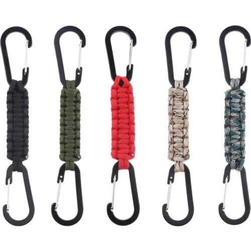 Paracord Keychain Carabiner Outdoor Survival Parachute Cord Emergency Keyring with Carabiners Paracord Keychain Survival Kit