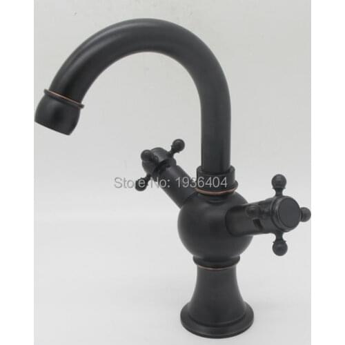 Black Bronze Retro Style Copper Mixer Taps Deck Mounted Dual Handles round ball mixer taps B3240