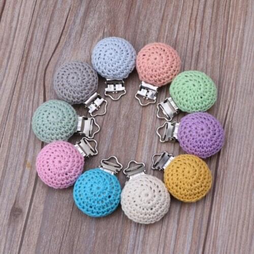 OOTDTY Crochet Pacifier Clips Holder Handmade DIY Silicone Pacifier Chains Accessories