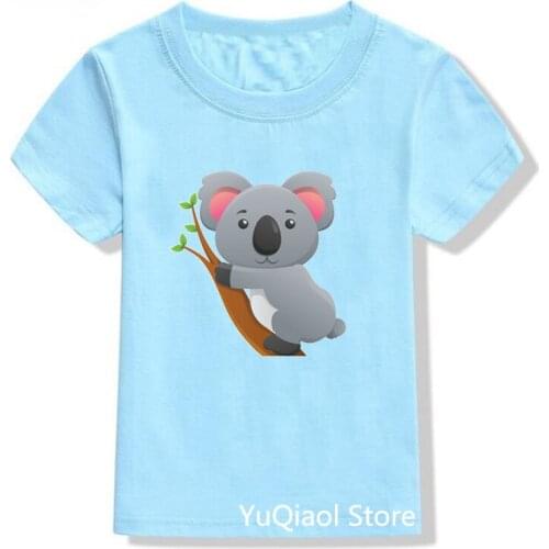 Cute Cartoon Koala/Panda Animal Print Kids Tshirt Summer Top Kids Lovely Tees Boys Blue Tshirt Children Unisex T-Shirt Clothes