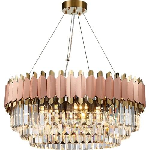 Crystal Chandelier Luxury Modern Gold Round Led Lighting Fixtures for Living Dining Room Home Interior