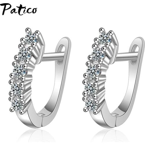 Delicate 925 sterling silver Loops Earrings For Women Girls Fashion Zircon U Shape Stud Earrings Brincos Jewelry Wholesale