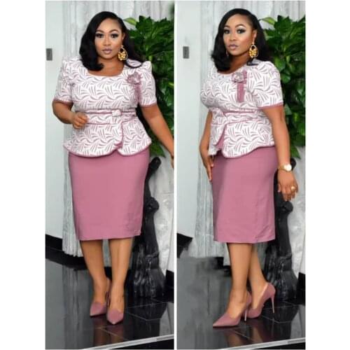 African Dresses for Women Summer 2021 Printing African Women Short Sleeve Polyester Plus Size Dress 2XL-6XL