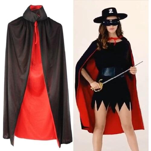 Costume halloween Witch Black cloak Red vampire cape devil clothes for Women Men Kids party