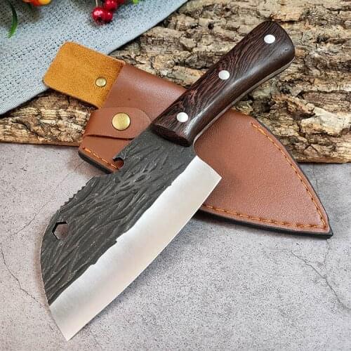 Handmade Forged Stainless Steel Fishing Knife Kitchen Bone Meat Fish Sushi Knife Fruit Vegetables Cutter & Knife Cover Sheath