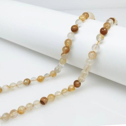6-20mm High Quality Natural Stone Round Cutting Natural Yellow Crystal Beads Bracelet Jewelry Making DIY Wealth Yoga Unique