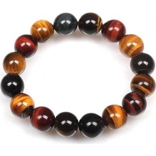 Men Bracelets Nature Color Tiger Eye Stone 6-12 MM Round Ball Bead Fashion Jewelry Women Bangle Good Quality