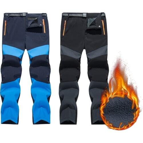 Men Waterproof Hiking Pants Fleece Thicken Outdoor Trousers Windproof Thermal for Camping Ski Climbing Trekking Hunting Trousers