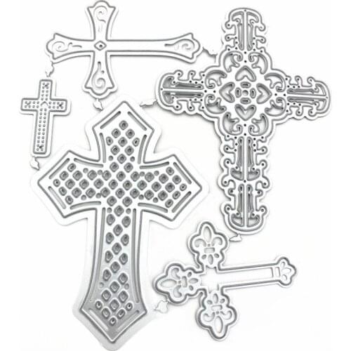 5pc Cross Set Metal Cutting Dies Scrapbooking Craft Die Cuts Diy Album Emboss Decoration Paper Art Card Make Stencil