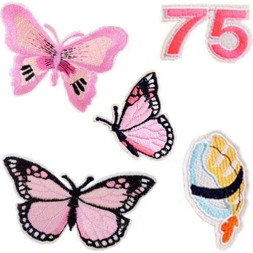 50pcs/Lot Butterfly Embroidery Patches Letters Clothing Decoration Accessories Diy Iron Heat Transfer Applique Iron on Patch