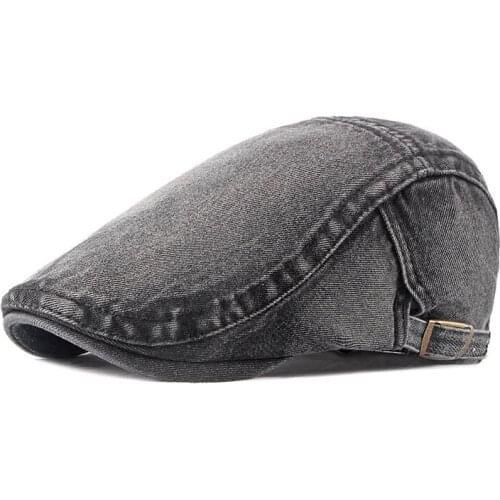Fibonacci New Washed Denim Newsboy Hat Retro Cabbie Ivy Flat Cap Patchwork Newsboy Caps Casual Old Men Cotton Berets