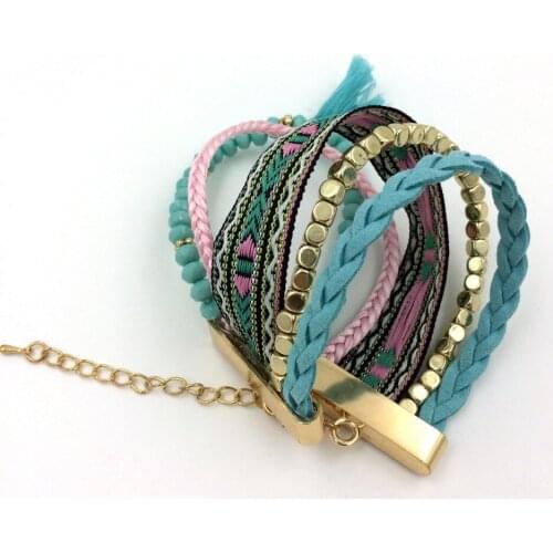 2016 New European Boho Jewelry Suppliers handcrafted bracelet stone beads beaded wristband for women girl