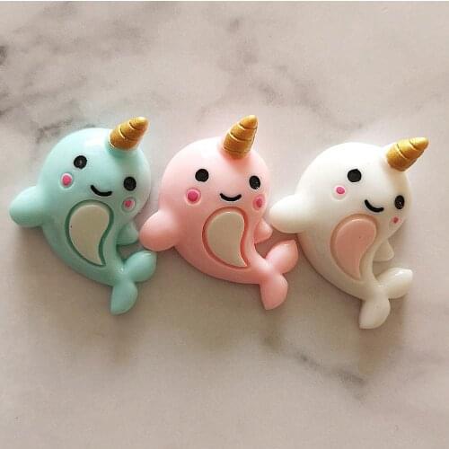 6pcs 32*25mm Cartoon Flatback Unicorn Dolphin Shaped Pendant Charms Fashion Jewelry Accessories For Making Keychain Necklace
