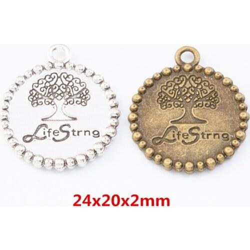 25 pieces of retro metal zinc alloy tree pendant for DIY handmade jewelry necklace making 7817