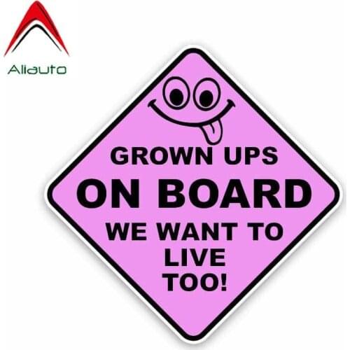 Aliauto Personality Warning Car Sticker Grown Ups on Board We Want To Live Too Decoration PVC Sunscreen Decal,13cm*13cm