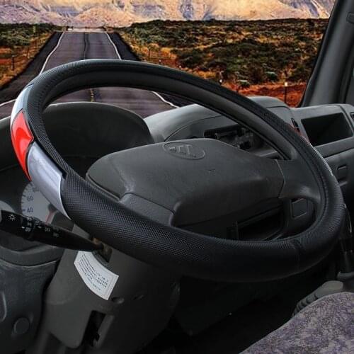 Truck Bus Car Steering Wheel Cover Diameters for 36 38 40 42 45 47 50CM 7 Sizes to Choose Carbon Fiber Black Red Dynamic