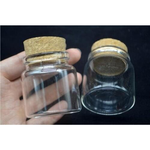 24pcs 47*50*33mm 50ML Transparent Clear empty Glass Bottles Cork Stopper Tiny Vials Jars Containers Small Wishing Bottle