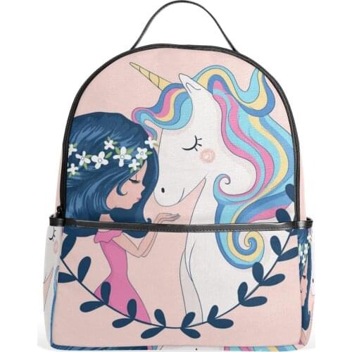 ALAZA Unicorn Print kids School Bag for girls boys book Backpacks Student bag Large Capacity Children Kindergarten bags Backpack