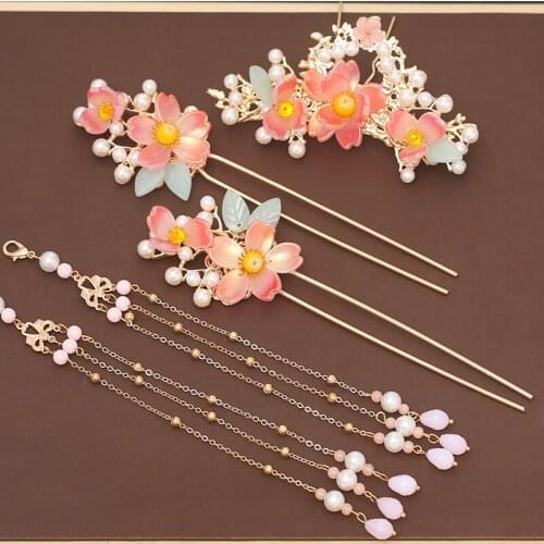 Headdress for Han Chinese Clothing Tassel Hairpin Antique Girl Hairpin Hair Comb Updo Hair Accessories