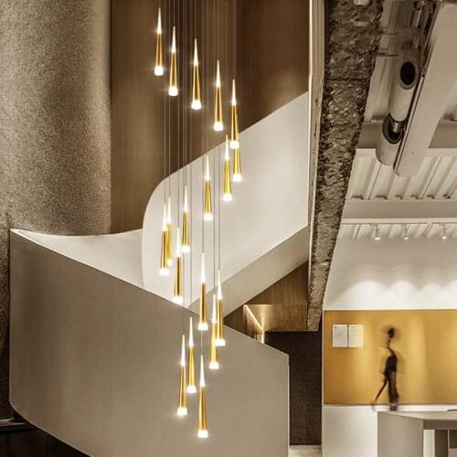 Modern K9 Crystal Raindrop Chandelier High Ceiling Light Dimmable Spiral Suitable For Living Room Hall Staircas Golden