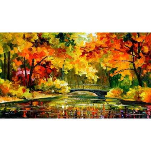 Modern art landscape little bridge palette knife oil painting High quality Hand painted home decor