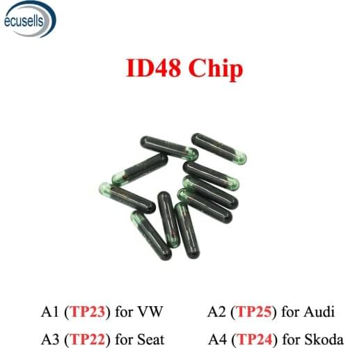 10PCS/LOT,CAN (A1) TP23 ID48 Chip Glass for Volkswagen V-W,(A2) TP25 for Audi,(A3) TP22 for Seat,(A4) TP24 for Skoda