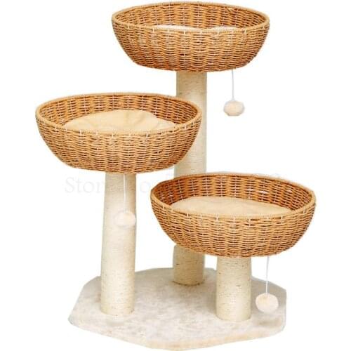 Weaving cat nest one cat tent sisal cat scratch board cat tree cat climbing diy big cat nest exit