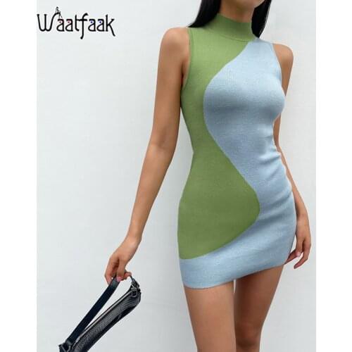 Модные вязаные платья Waatfaak China At AliExpress