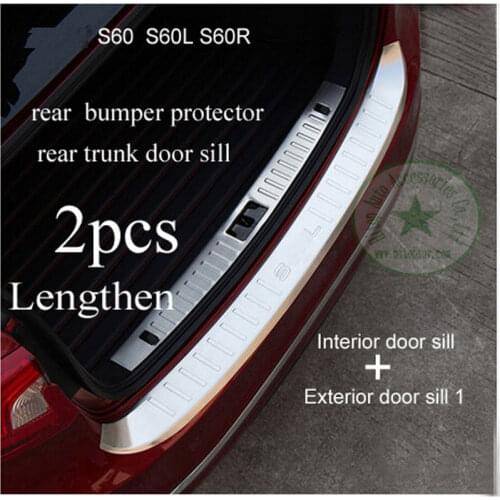 Rear door sill rear bumper protection rear trunk protector for VOLVO S60 S60L S60R,stainless steel,1piece or 2pcs, free shipping