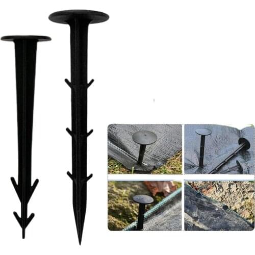 50pcs/Lot Ground Nail Film Fixed Garden Pegs Black Plastic PP Outdoor Mulch Shading Black Reusable Gardening Tools 11/12/16/20cm