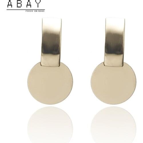 Women Hot Sale Long Strip Round Piece Earrings New Simple Style Creative Metal High Quality Short Temperament Female Ear Pendant