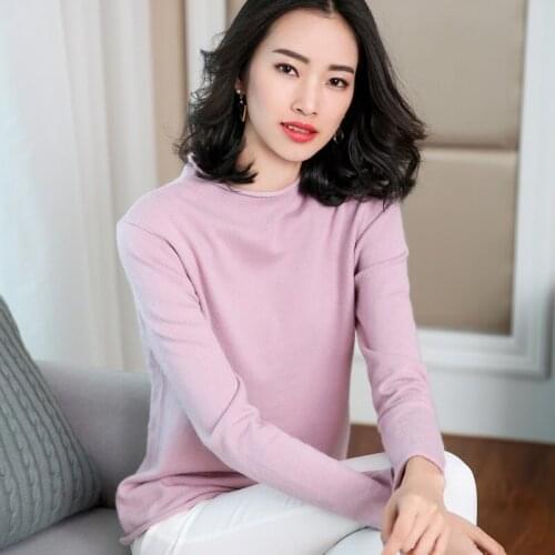 High neck sweater female 2018 new slim half-high collar bottoming shirt autumn and winter long-sleeved pullover sweater