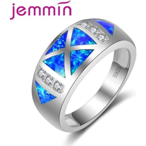 Fashion Blue Fire Opal Rings Fine Jewelry for Women Jewelry Rings 925 Sterling Silver Size 6 7 8 9