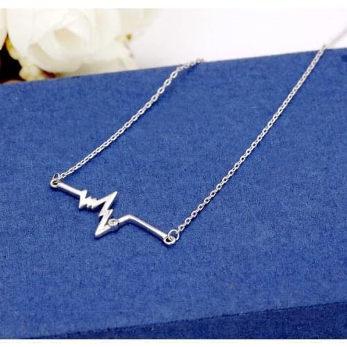 925 Sterling Silver heartbeat figure Necklaces & Pendants For Women Fashion Lady Festival Gift Sterling-silver-jewelry