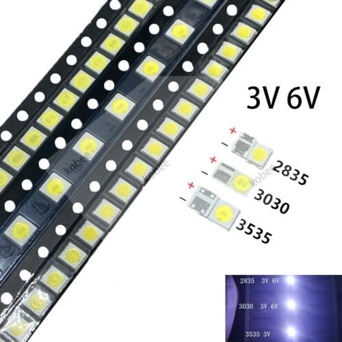 100pcs Pcs For led tv backlight 2835 3030 3535 3V 6V 1W kit electronique led for lcd tv repair Cool cold white