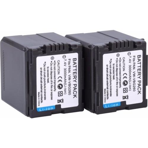 2Pcs VW-VBG260 VW VBG260 VBG130 VBG260 Battery for PANASONIC HDC-HS700 TM700 HS300 TM300 HS250 SD20 HS20 HDC-SDT750 SDR-H40
