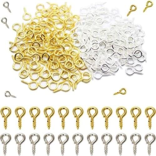 200pcs/lot Gold Color Small Tiny Mini Eye Pins Eyepins Hooks Eyelets Screw Threaded Clasps Hooks For Jewelry Findings Making DIY