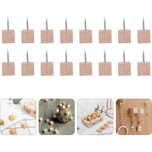 50 Pcs Wood Decorative Push Pin Wood Head Thumb Tacks Photo Picture Map Pushpin