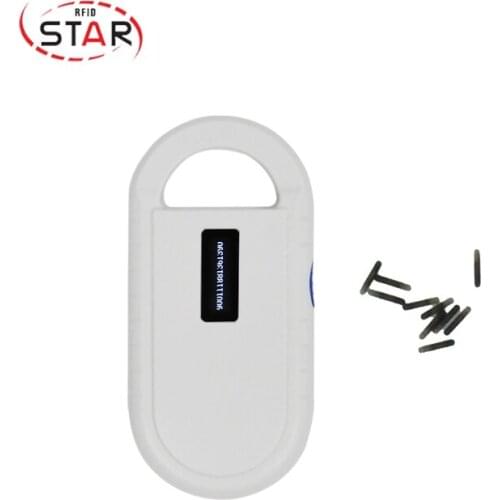 50pcs ISO11784/5 FDX-B pet identification tag 1.4*8mm injectable Microchips and 1pc FDX-B animal tag reader microchip scanner