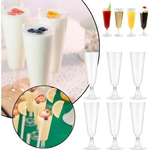 6PCS High Quality Wedding Champagne Flute Creative Disposable Plastic Wedding Cup Champagne Glass Drinking Utensils For Party
