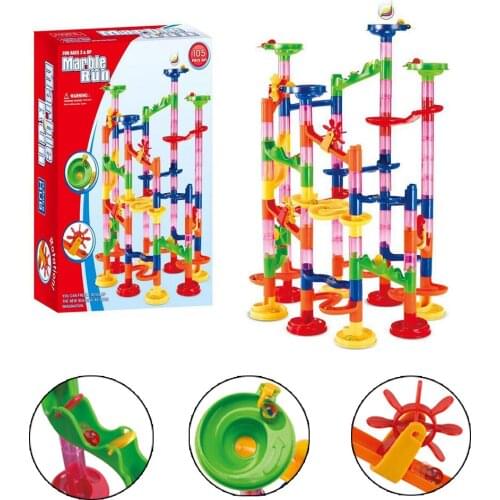 80Pcs Race Run Track Building Blocks /105Pcs DIY Construction Marble Building Blocks Funnel Slide Big Race Run Maze Balls Track
