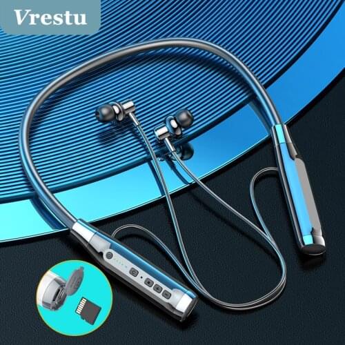 100 Hours Endurance Wireless Headphone Bass Neckband Sport Headphone with Mic Stereo Neck-mounted Fone De Ouvido Headset TF Card