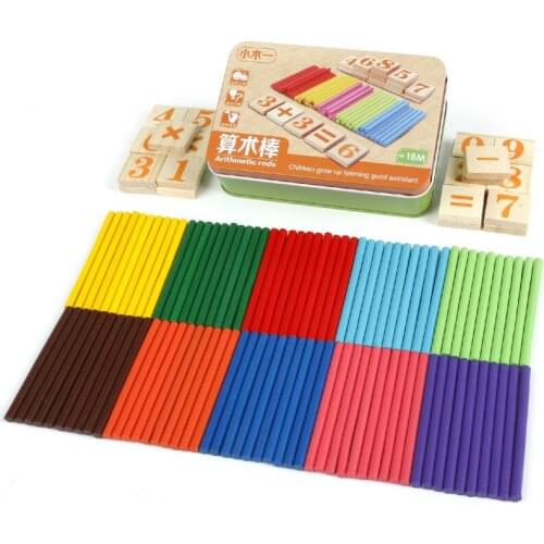 Children Colorful Wooden Stick Montessori Educational Toy Arithmetic Digital Game Learning Stick Education for Kid Gift