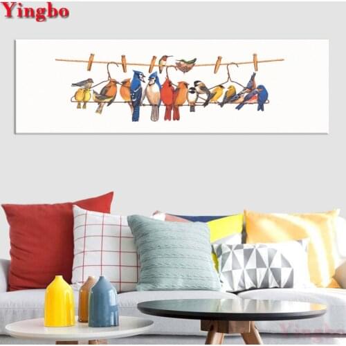 DIY Diamond Painting Full Square Colorful Birds Diamond Mosaic Needlework Rhinestone Diamond Embroidery Long Banner Wall Art